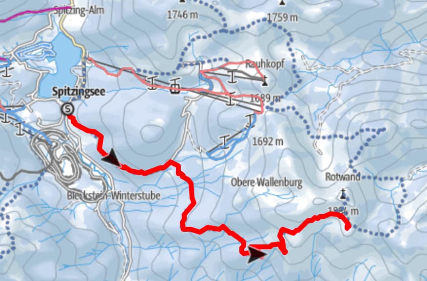 Wanderroute auf die Rotwand